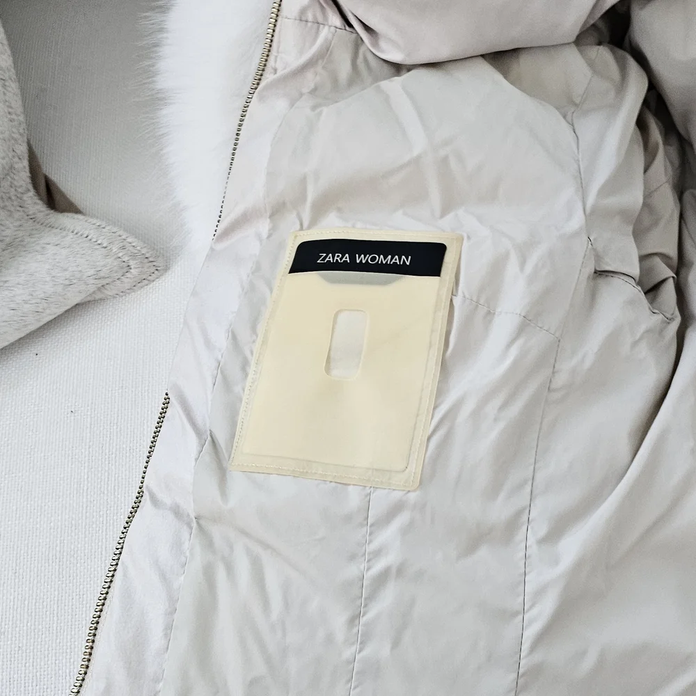 Zara Women's Quilted Puffer Jacket Down Filled with Belt - Picture 9 of 12
